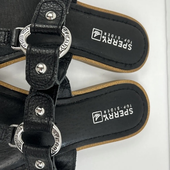 Sperry Top Sider Carolina Leather Sandals Women’s Size 8 Black Thong Flip flops - Picture 4 of 6